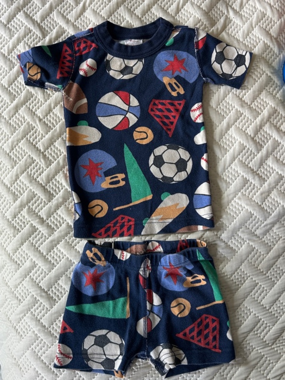 Hanna Andersson Navy Blue Sports Pattern Pajama Set - shorts